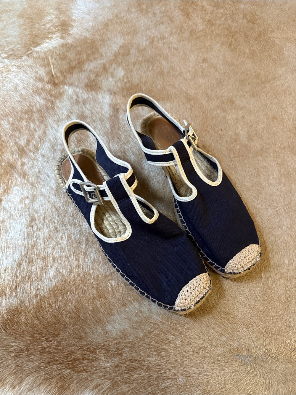 Re/Done 70s T-Strap Canvas Espadrilles